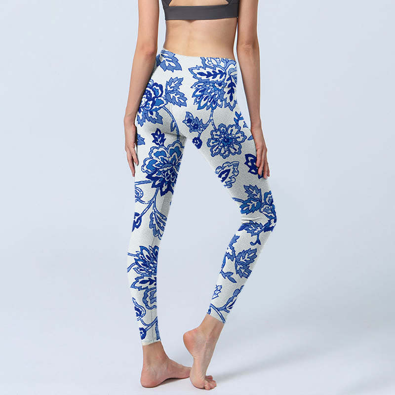 Flowers Print Gym Leggings Women's Yoga Pants