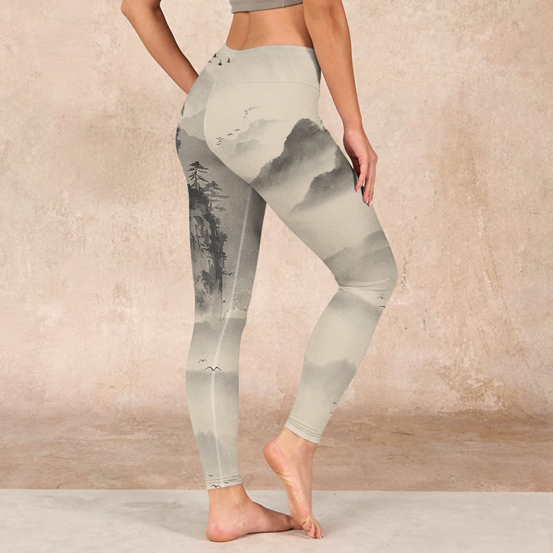 Mountains Shrouded In Mist Wild Goose Gym Leggings Women's Yoga Pants