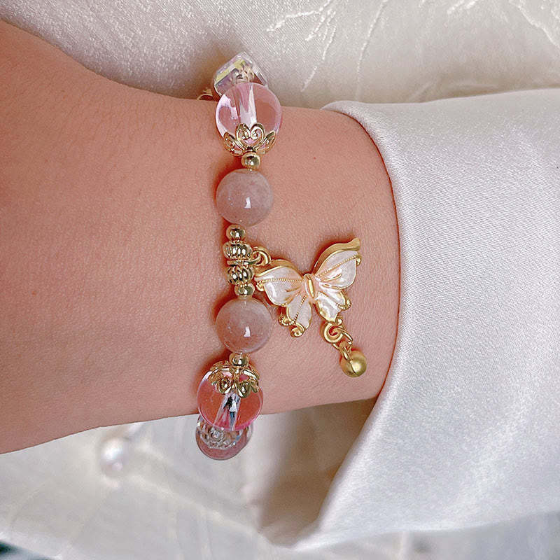 Natural Amethyst Sun Stone Butterfly Peace Bracelet