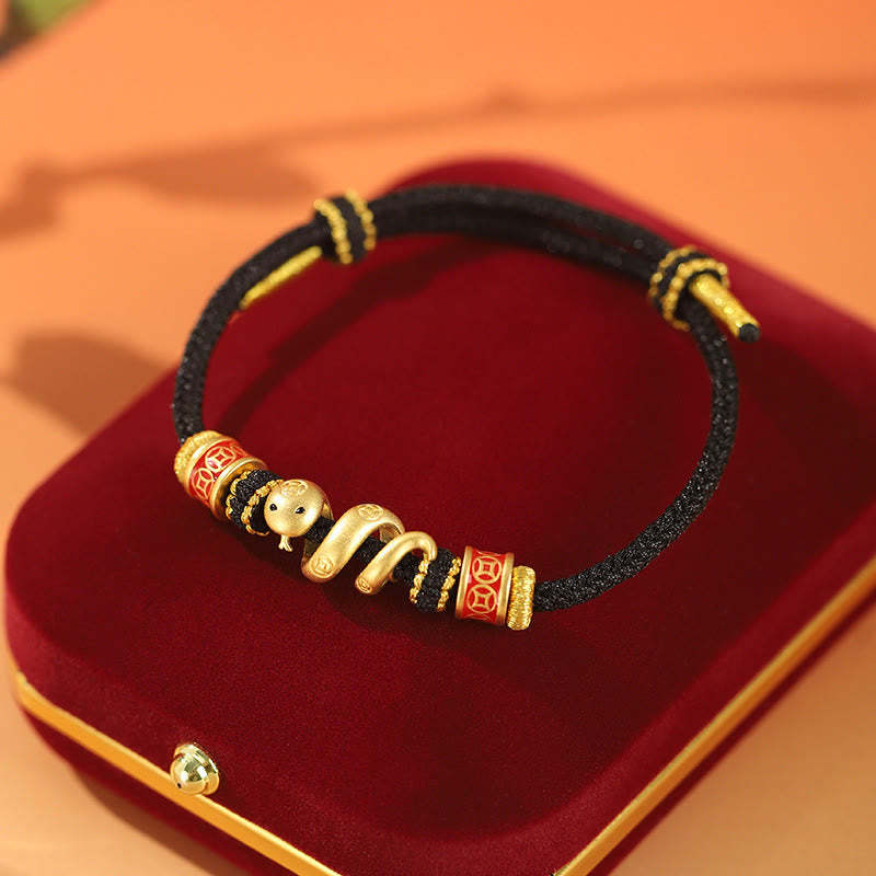 925 Sterling Silver Year Of The Snake Golden Snake Luck Prosperous Bracelet Necklace Pendant