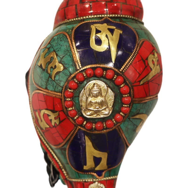 Tibetan Handmade Shankha Om Mani Padme Hum mystic zen Conch Shell Lucky Decoration