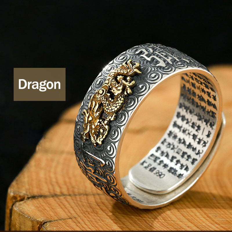 Chinese Zodiac Natal mystic zen Wealth Luck Adjustable Ring