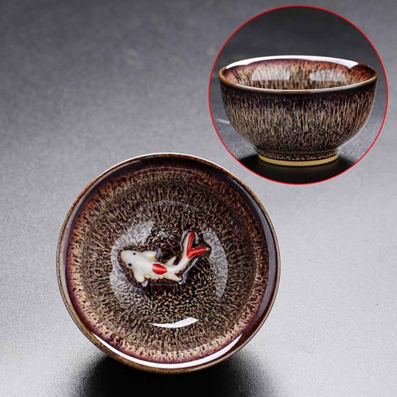 Small Koi Fish Kiln Change Chinese Jianzhan Ceramic Teacup Kung Fu Tea Cup 60ml