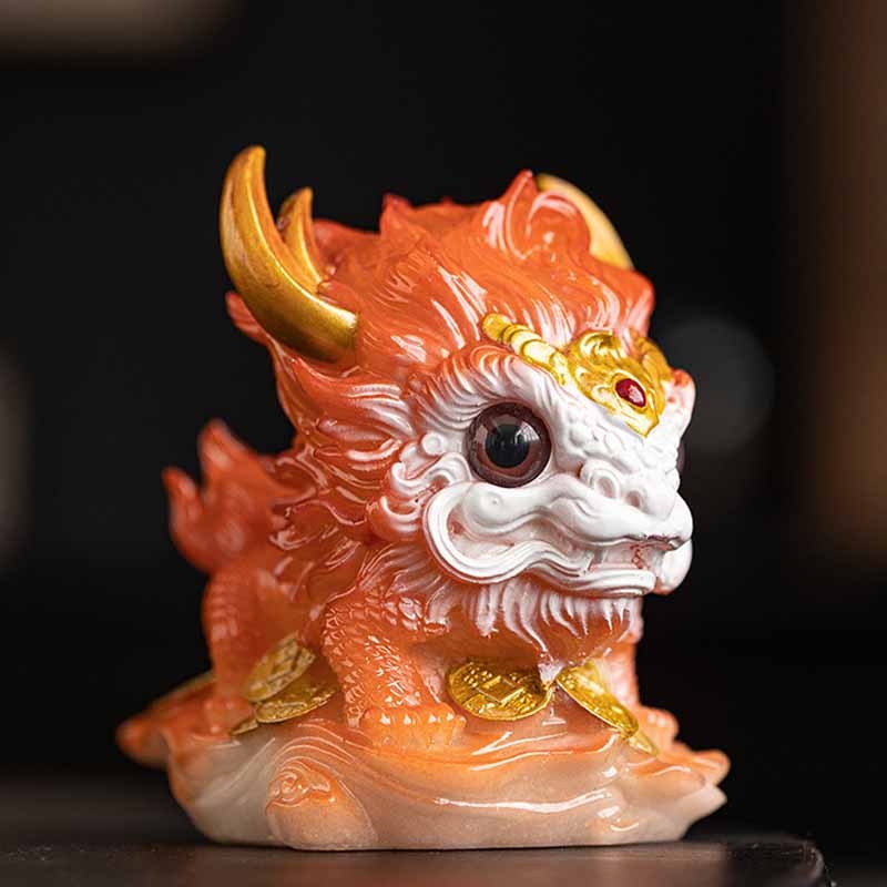 Color Changing Small Kirin Resin Tea Pet Home Figurine Decoration