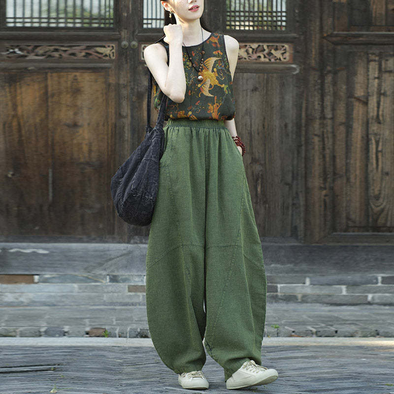 Cotton Linen Pants Harem Trousers Loose Zen Yoga Tai Chi Women's Pants