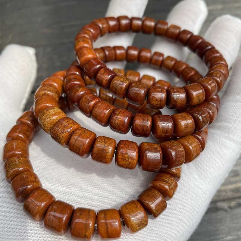 Tibetan Yak Bone Three-Eyed Dzi Bead Sheep Horn Red Agate Strength Bracelet