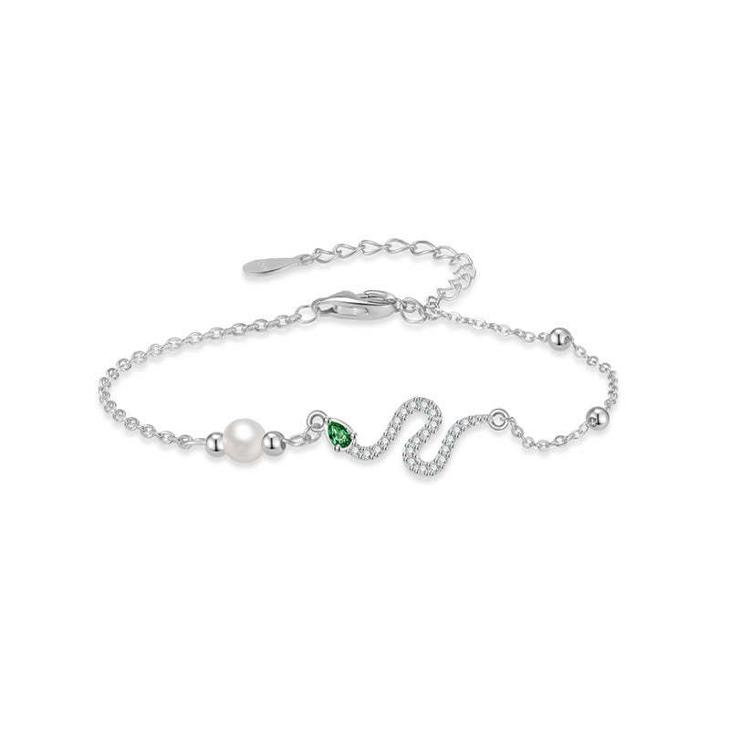 925 Sterling Silver Pearl Year Of The Snake Blessing Bracelet