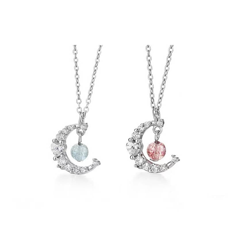 Strawberry Quartz Blue Crystal Love Healing Necklace