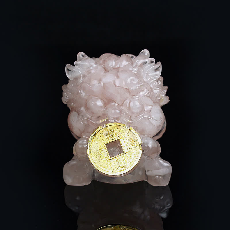 Handmade Cute PiXiu Gold Coin Crystal Fengshui Energy Wealth Fortune Home Decoration