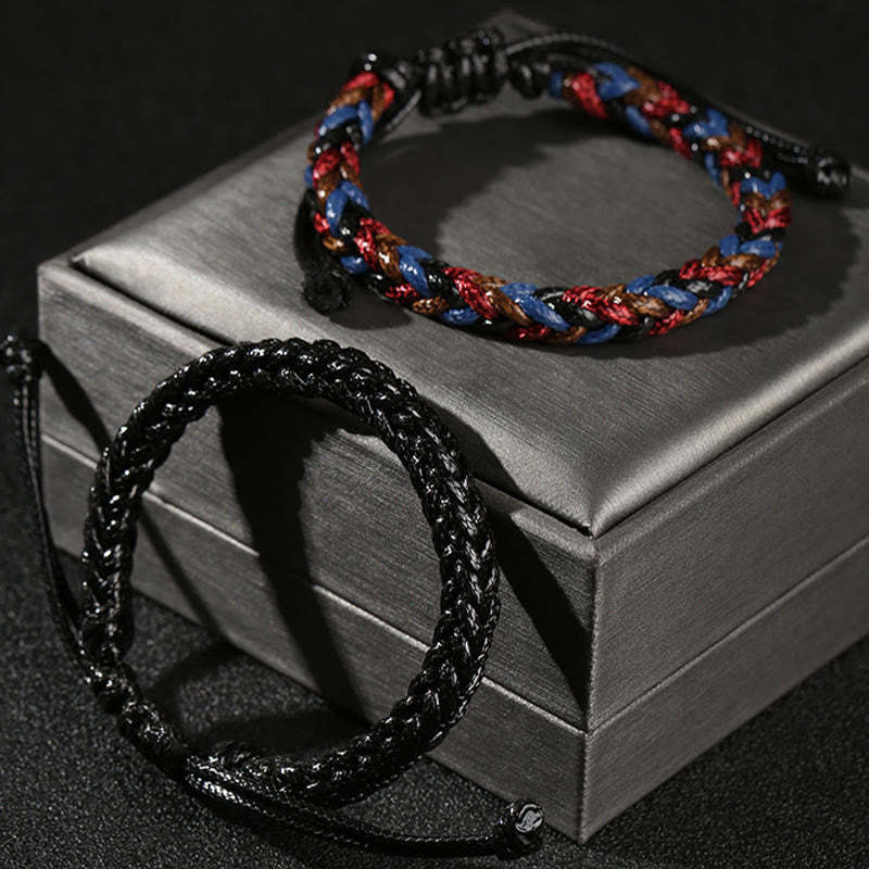 Handmade Eight Thread Peace Knot Wax Cord Rope Braided Bracelet