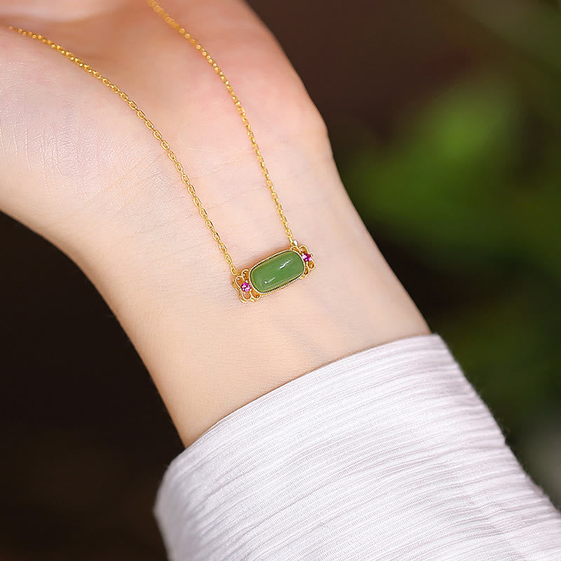 925 Sterling Silver Natural Hetian Jade Cyan Jade Luck Laughing mystic zen Butterfly Necklace Pendant