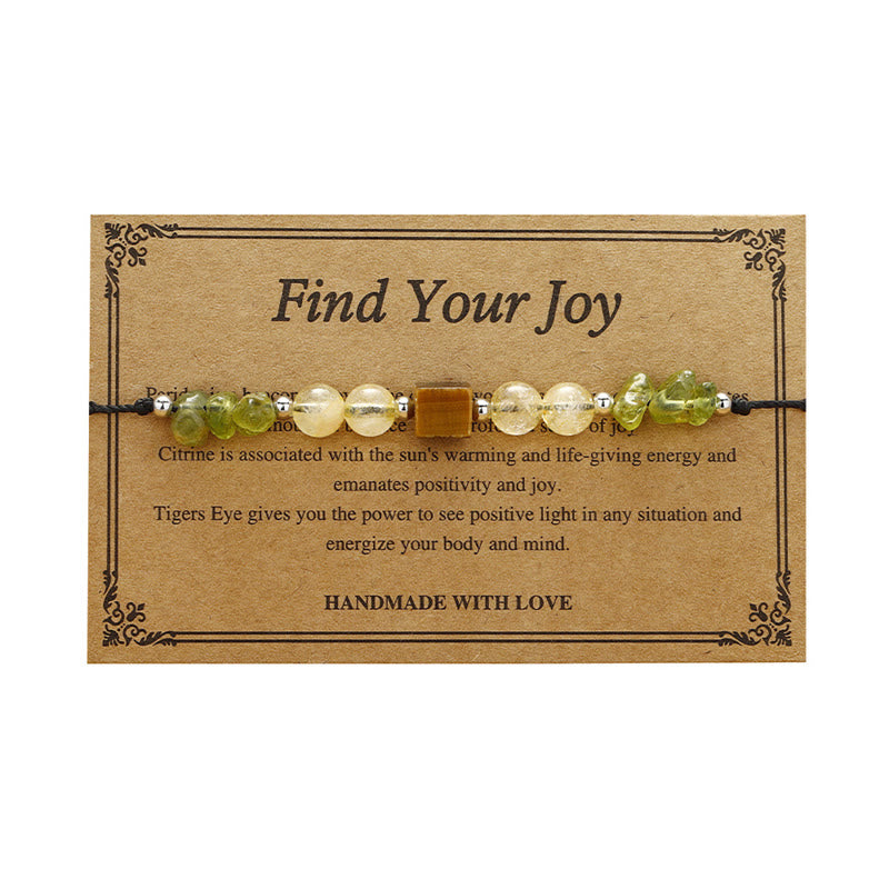 Find Your Joy Peridot Citrine Tiger Eye Peace Rope Bracelet