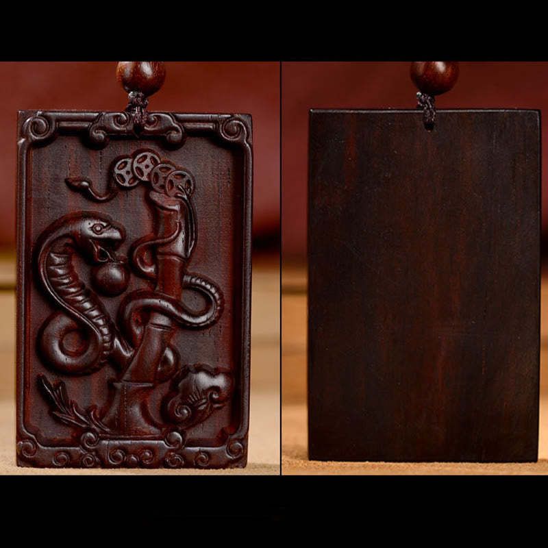 Chinese Zodiac Small Leaf Red Sandalwood Calm Necklace Pendant