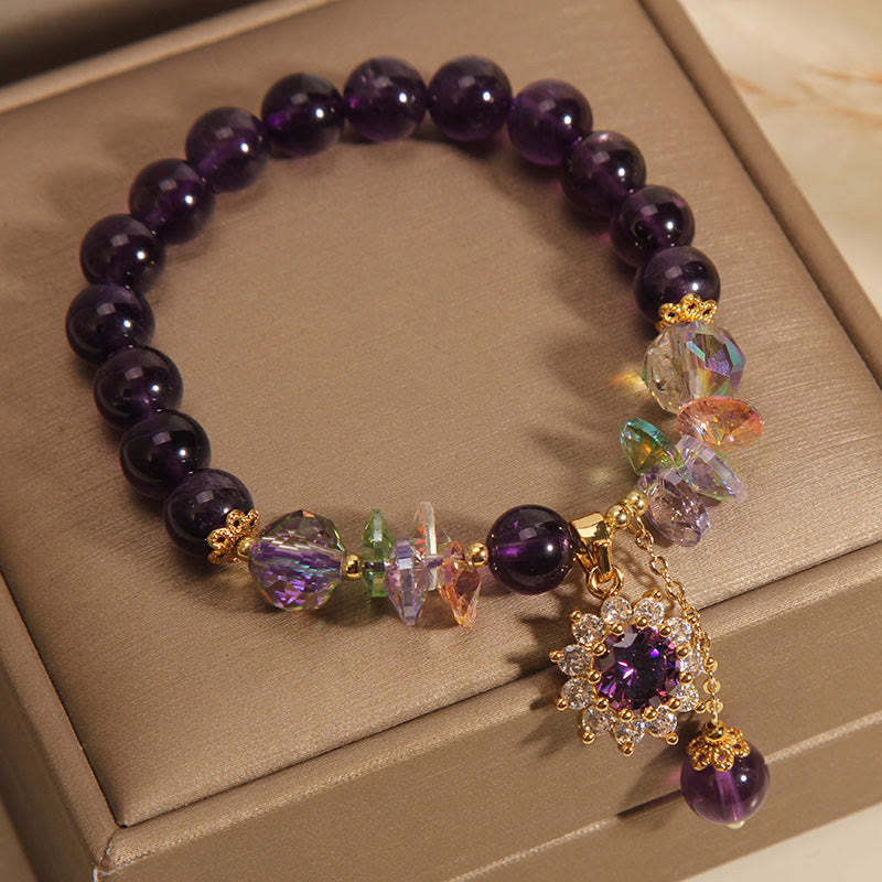 Amethyst Green Crystal Citrine White Crystal Sunflower Spiritual Awareness Bracelet