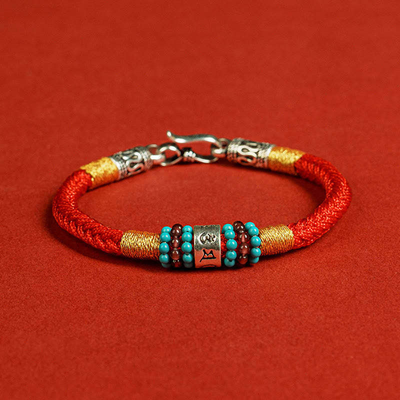 Red String Black String Six True Words 925 Sterling Silver Connection Bracelet