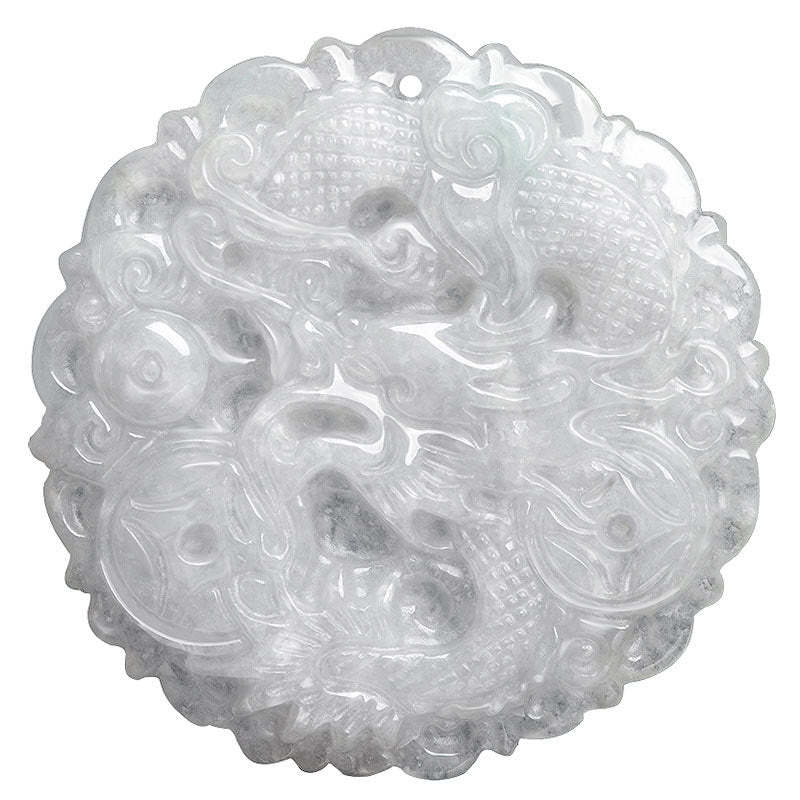White Jade Dragon Protection Necklace String Pendant