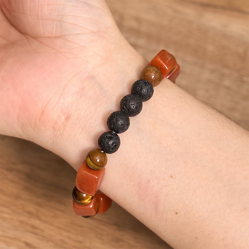 Various Crystals Cube Amethyst Lava Rock Support Bracelet