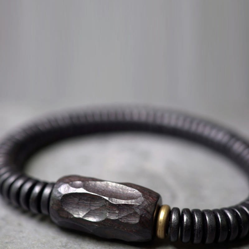 Ebony Wood Copper Brass Holey Balance Bracelet