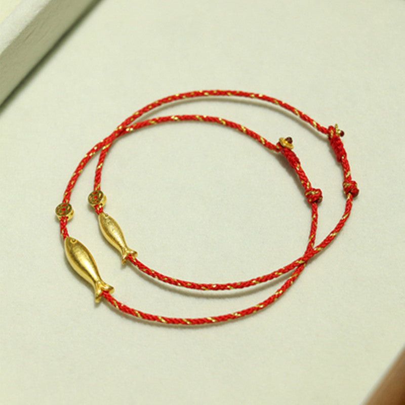 14K Gold Plated Koi Fish Luck Wealth Braided Bracelet