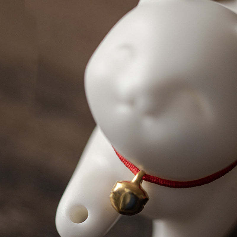 Mini Lucky Cat Kitten Tea Pet Ceramic Home Desk Figurine Decoration With Bamboo Mat
