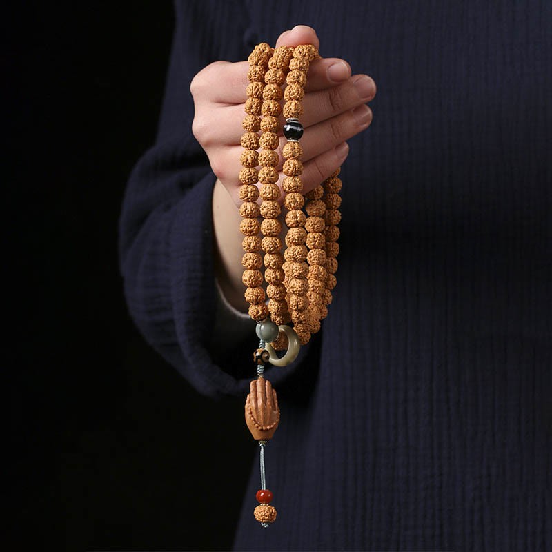 Bodhi Seed Three-eyed Dzi Bead mystic zen Hand Charm Wealth Bracelet