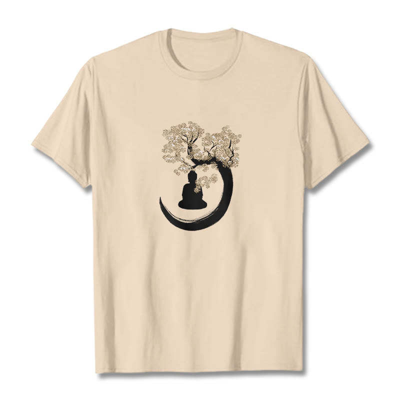 mystic zen Sitting Under The Tree Cotton Tee T-shirt