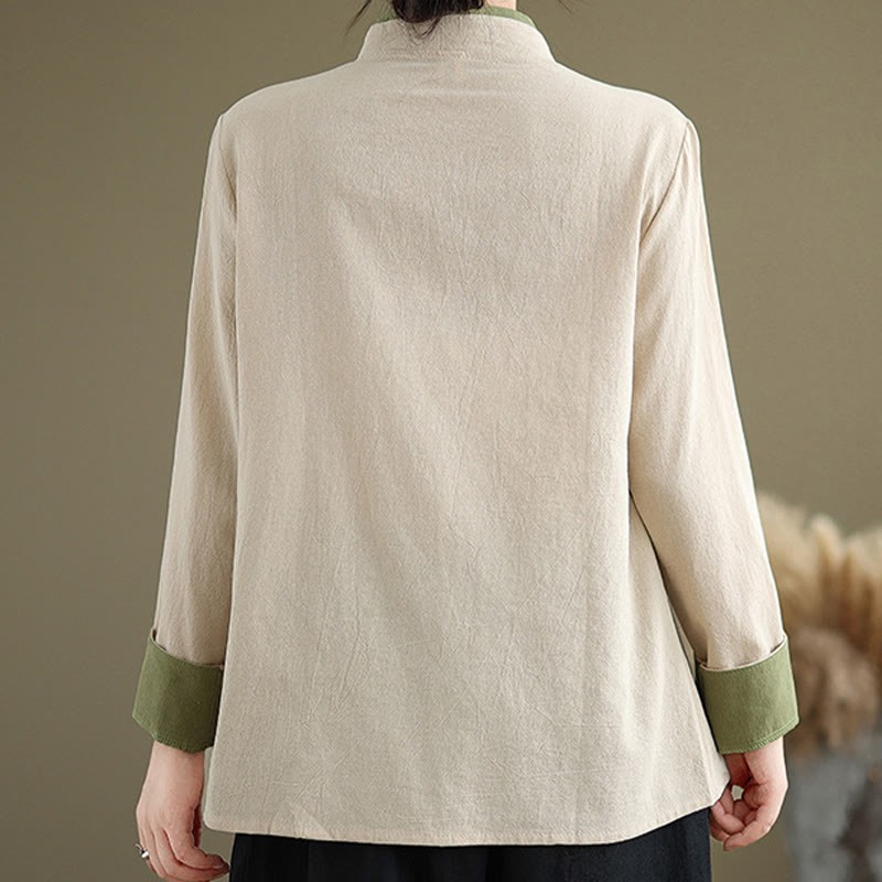 Fall Solid Color Hanfu Long Sleeve Lace Up Women's Shirt