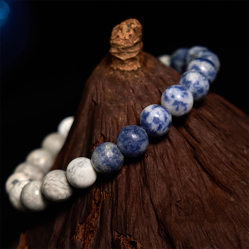 Sodalite Picasso Jasper White Turquoise Intuition Bracelet