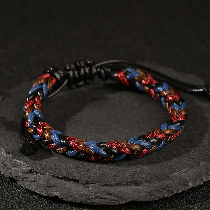 Handmade Eight Thread Peace Knot Wax Cord Rope Braided Bracelet