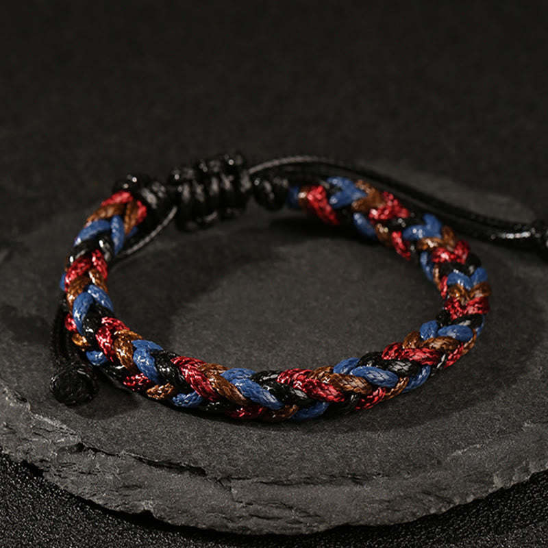Handmade Eight Thread Peace Knot Wax Cord Rope Braided Bracelet