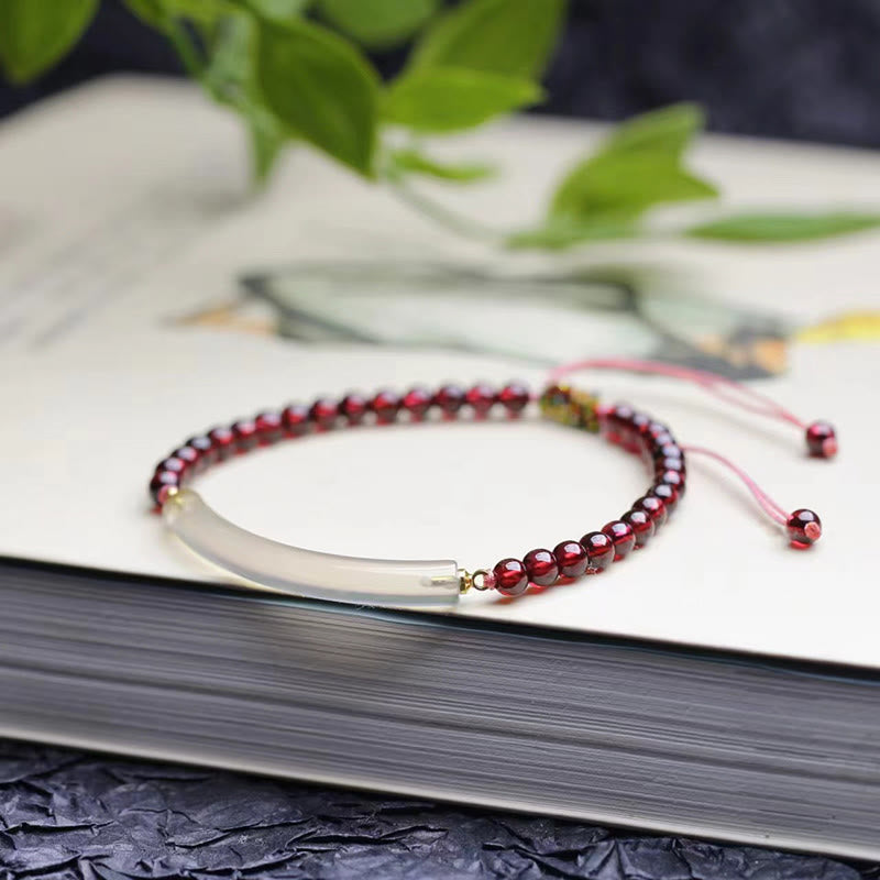 Garnet Gray Agate Calm Cuff Half Bracelet Bangle