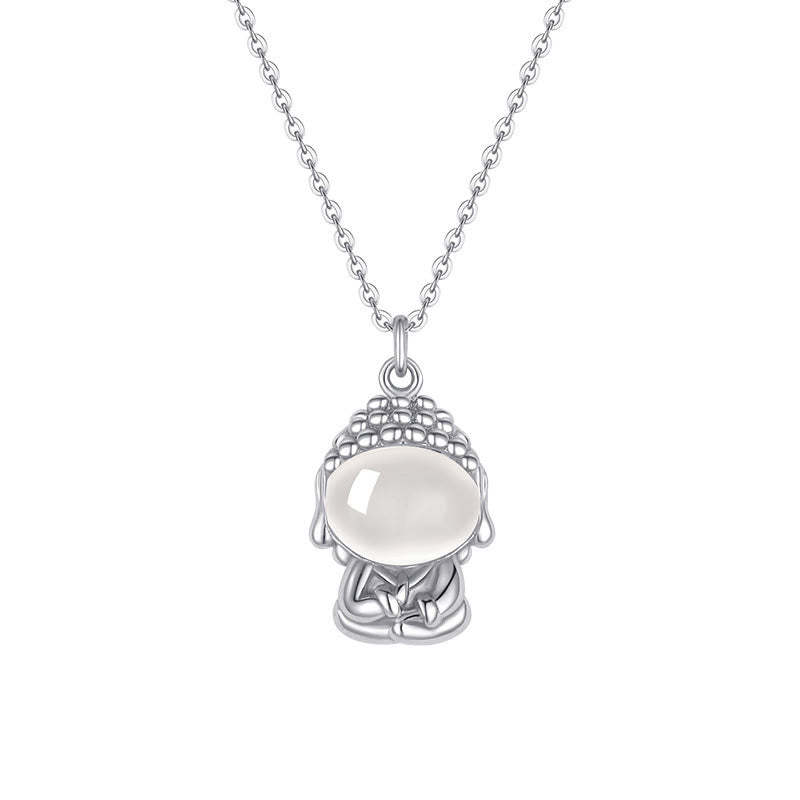 925 Sterling Silver Chalcedony Formless mystic zen Positive Necklace Pendant