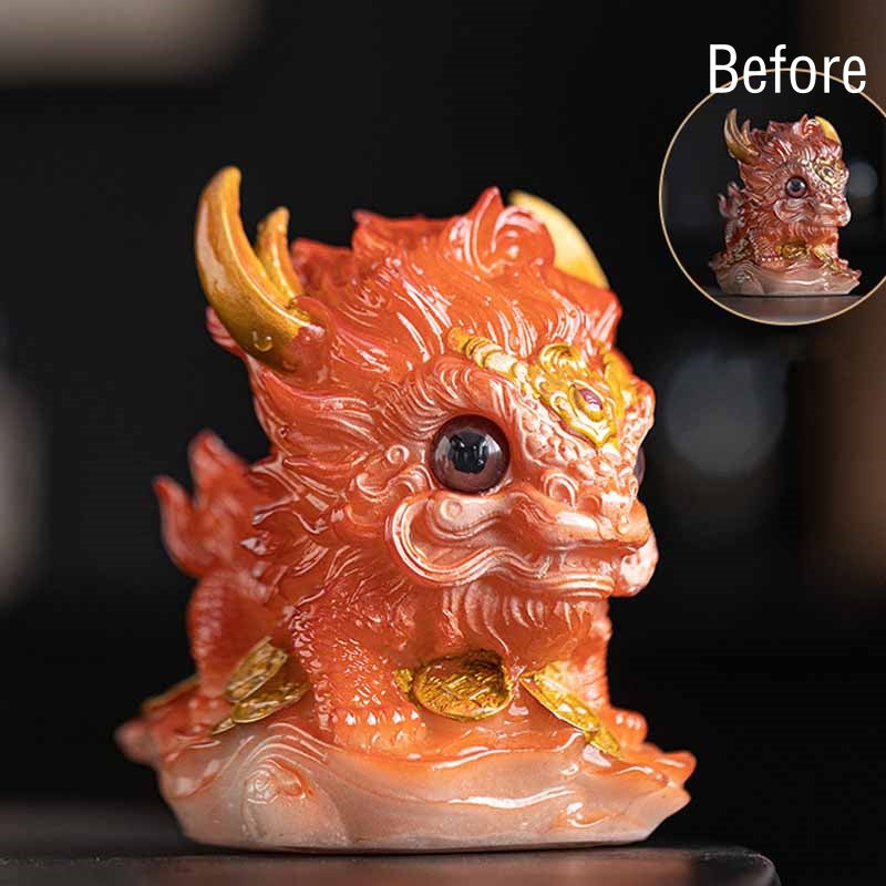 Color Changing Small Kirin Resin Tea Pet Home Figurine Decoration