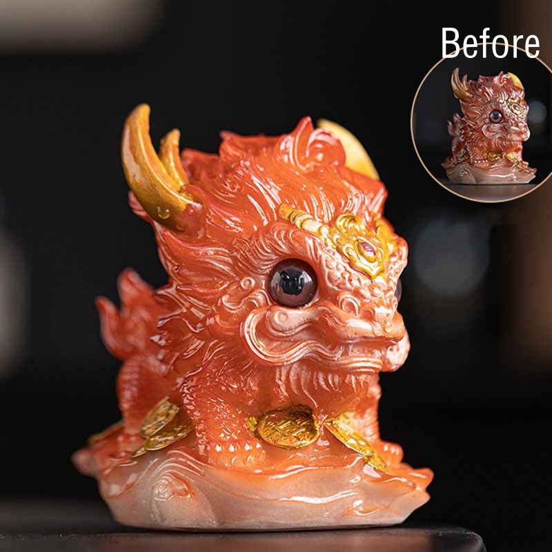 Color Changing Small Kirin Resin Tea Pet Home Figurine Decoration