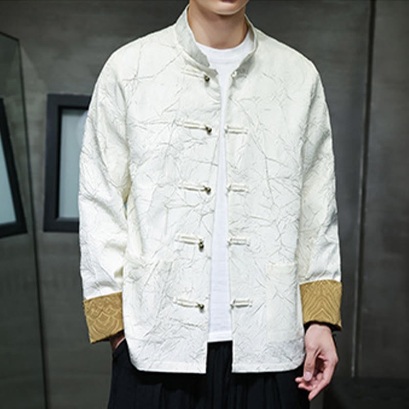 Tang Suit Casual Frog-button Long Sleeve Nylon Men's Jacket Shirt Clothing
