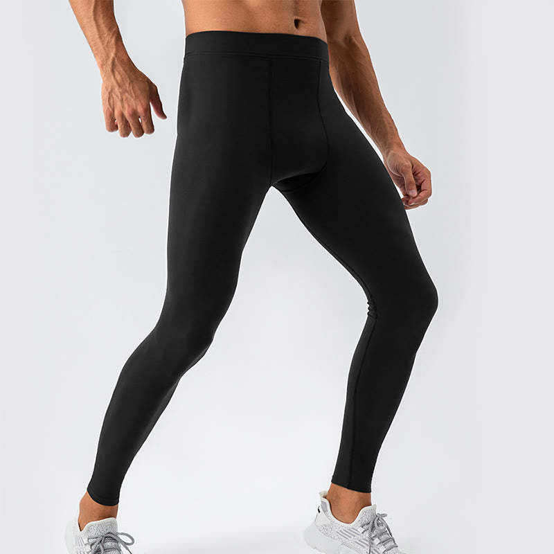 Plain High Waist Elastic Breathable Sports Men's Leggings Pants