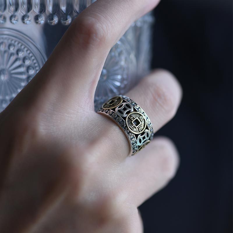 Five-Emperor Coins Balance Adjustable Ring