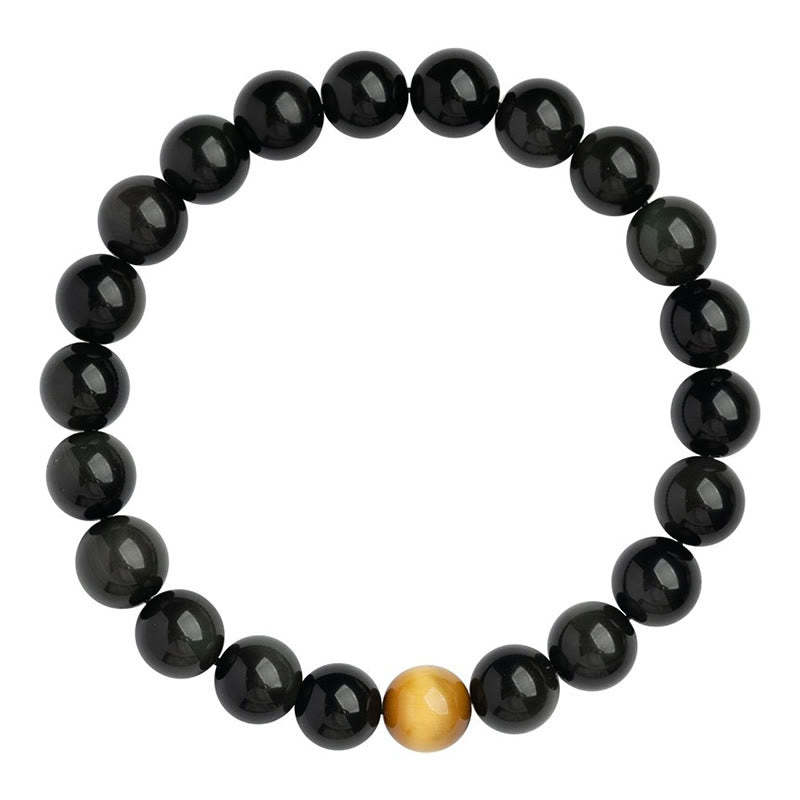 Natural Rainbow Obsidian Tiger Eye Positive Love Bracelet