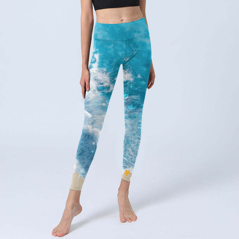 Ocean Waves Fish Gym Leggings Women's Yoga Pants