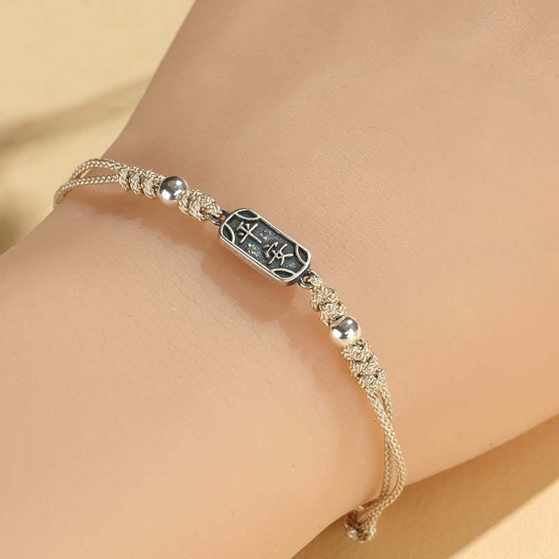 Handmade 925 Sterling Silver Peace And Joy Safe Well Protection Braided Bracelet