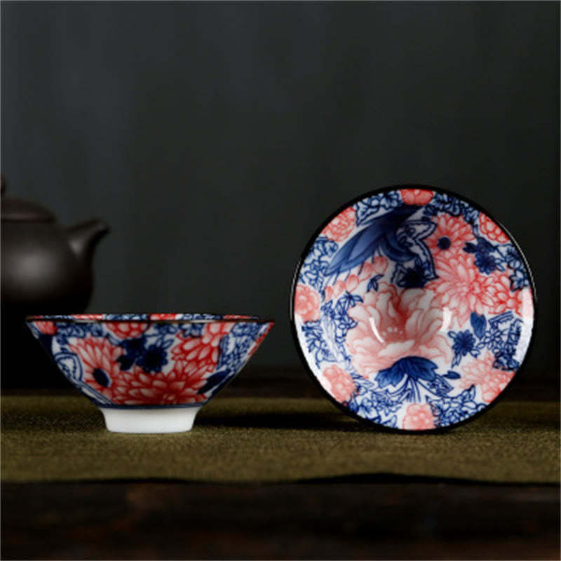 Flowers Fu Character Mountains Lotus Cherry Blossoms Ceramic Teacup Kung Fu Tea Cup