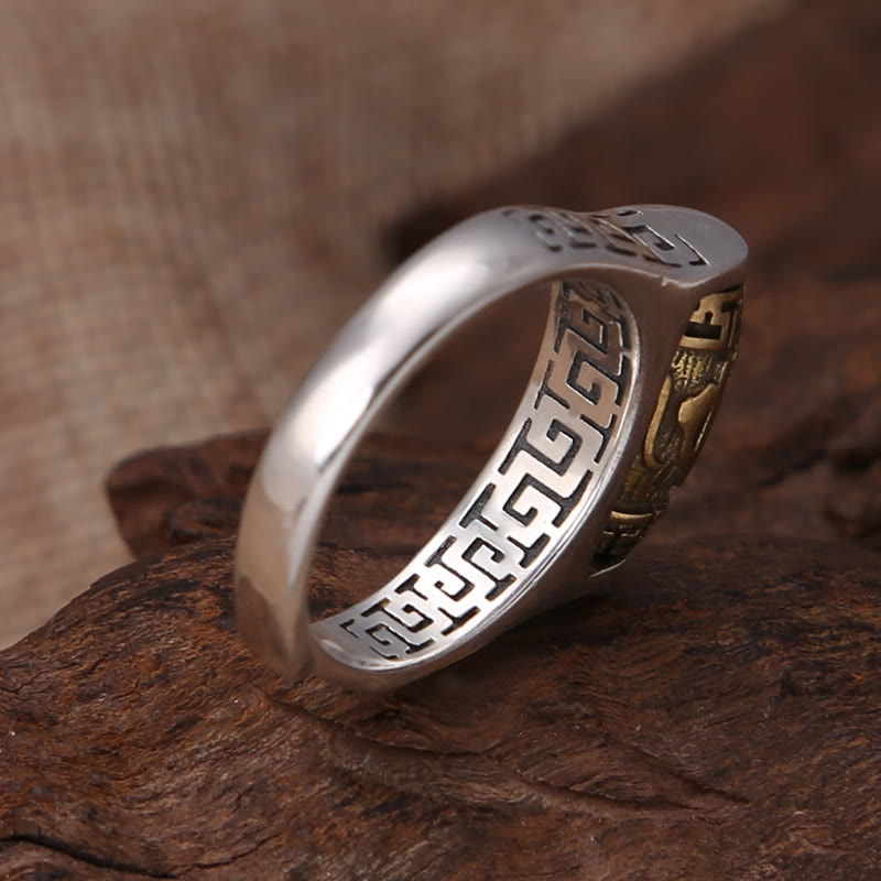 Tibet Om Mani Padme Hum Carved Design Purity Rotatable Ring