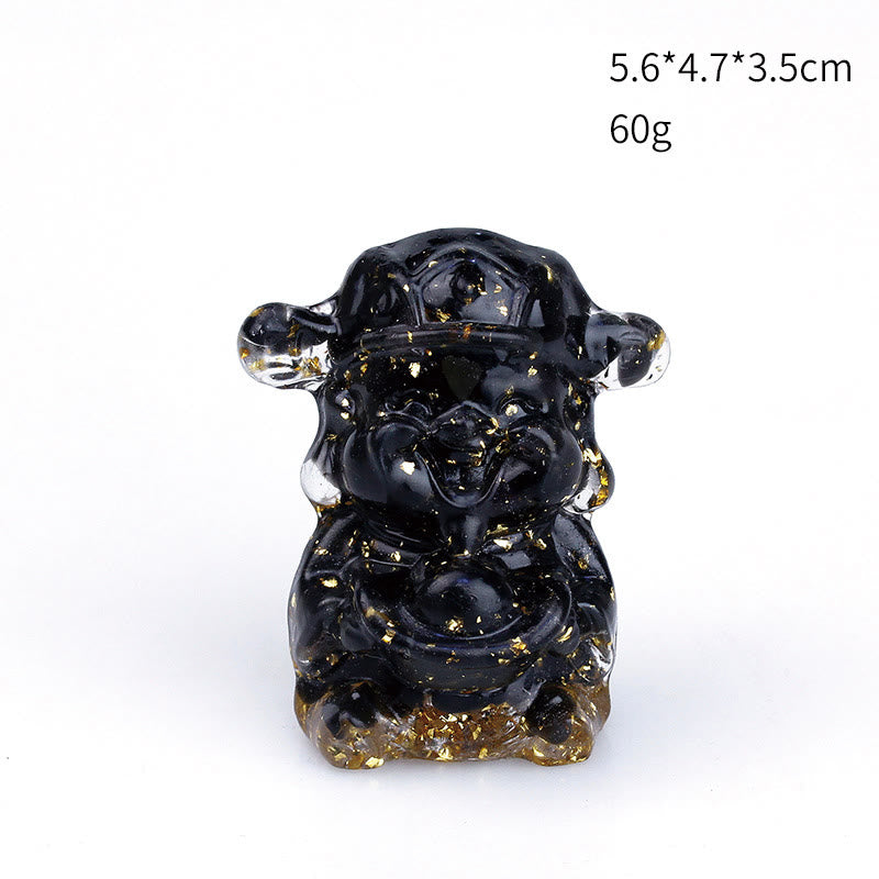 God of Wealth Amethyst Crystal Resin Energy Fortune Home Decoration