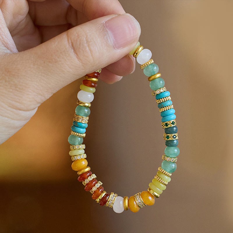 Natural Red Agate Jade Rainbow Confidence Bracelet