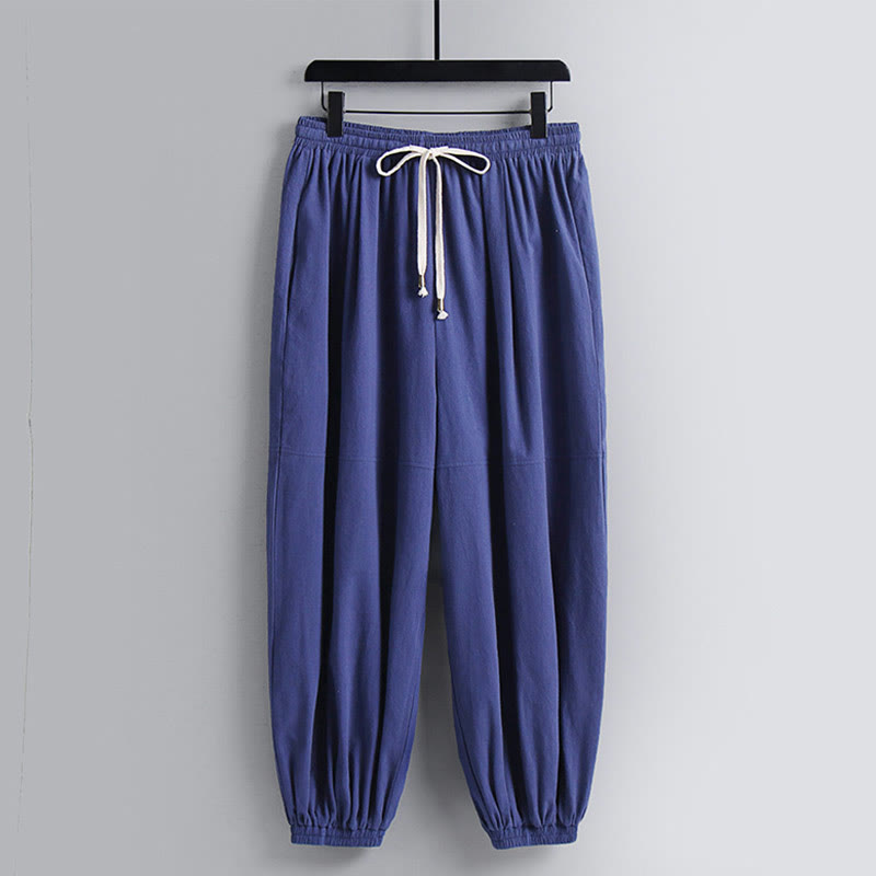 Three-Quarter Sleeves Cropped Bloomers Cotton Top Pants Clothing Men's Set