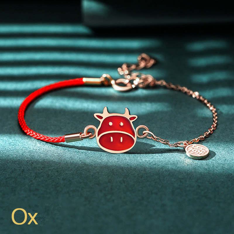 925 Sterling Silver Color-changing Chinese Zodiac Luck Protection Red String Chain Bracelet