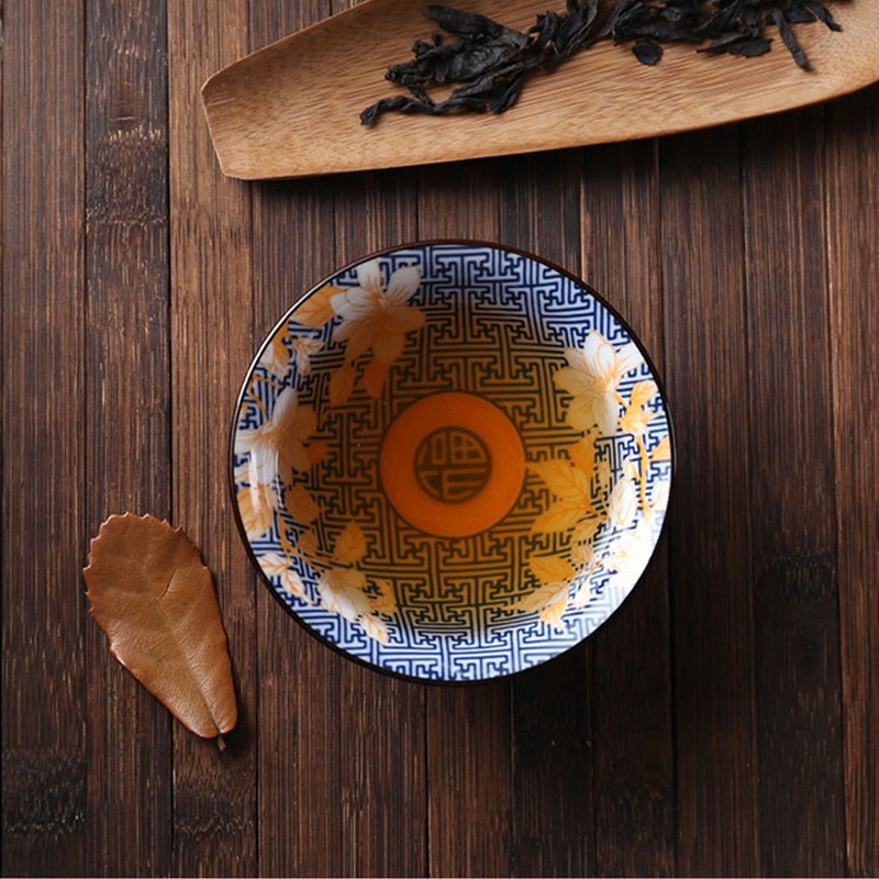 Flowers Fu Character Mountains Lotus Cherry Blossoms Ceramic Teacup Kung Fu Tea Cup