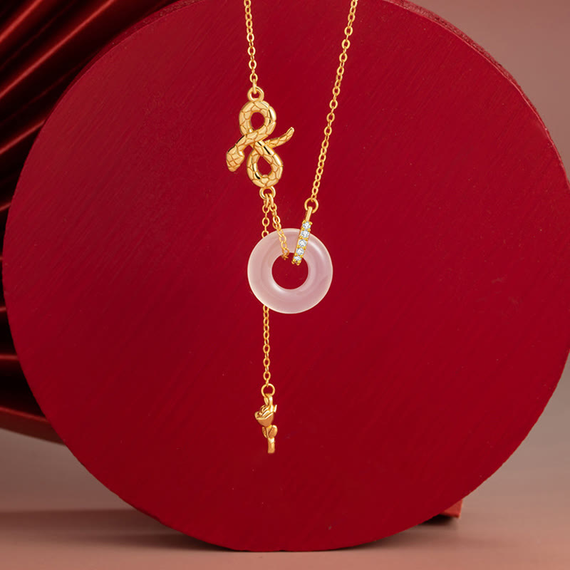Chalcedony 925 Sterling Silver Year of the Snake Rose Harmony Necklace Pendant