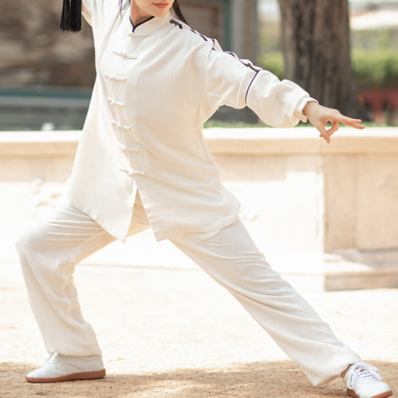 Solid Color Cotton Linen Meditation Prayer Spiritual Zen Tai Chi Qigong Practice Unisex Clothing Set
