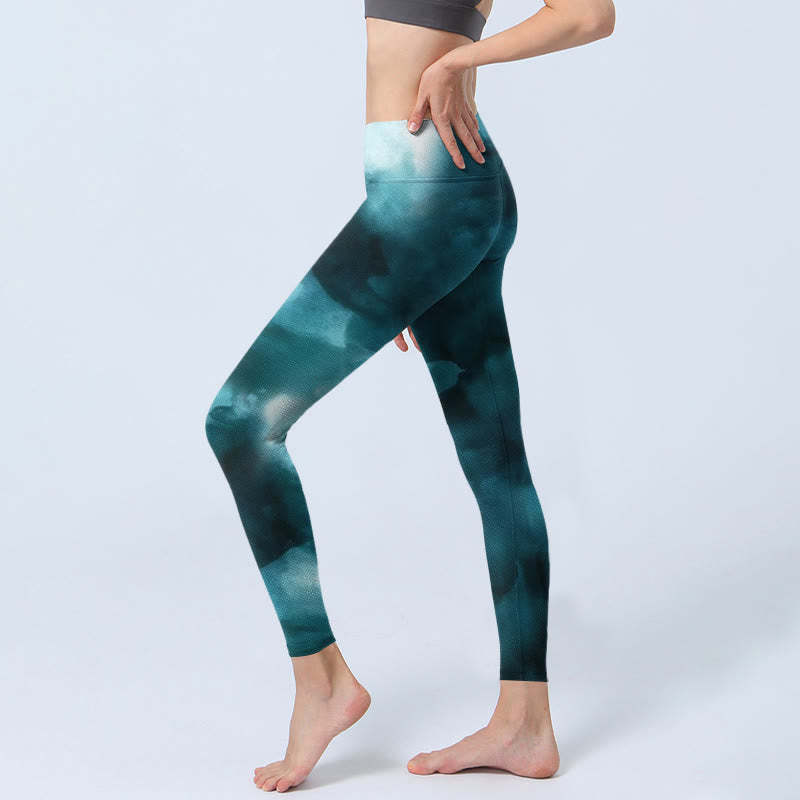 Dark Green Cloud Gym Leggings Women's Yoga Pants